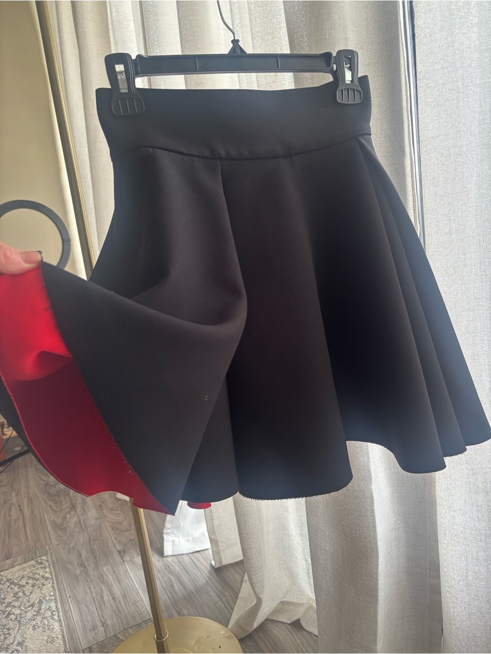 H&M Black Circle Skirt with Red Accent